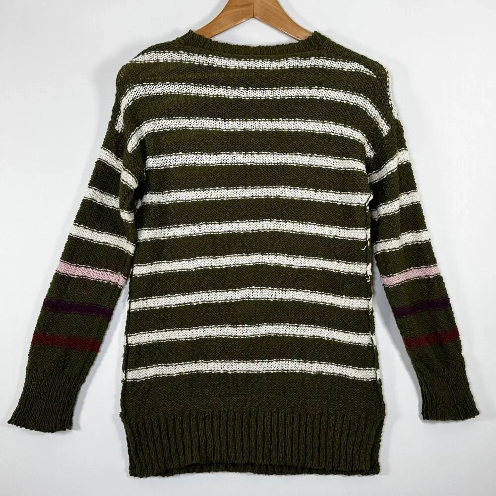 Michael Stars Sweater Extra‎ Small Green Janie Striped Boho Preppy Nautical
